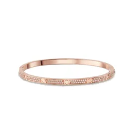 Modna biżuteria miłość bransoletka ze śrubokrętem cienka dla kobiet pełna diamentowa stal nierdzewna różowe złoto platynowe bransoletki projektant Womans prezent 3.65mm bransoletki