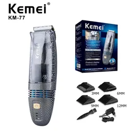 Epacket Kemei KM-77 Máquina de cortar cabelo automática profissional a vácuo para bebês, elétrica, sem fio, para crianças, máquina de corte de cabelo 243d