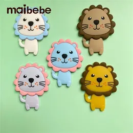 5st Silicone Teether Lion Cartoon Animal BPA Free Godents Tinging Necklace Food Grade Spädbarn Chewable Toys Baby Teether 220514
