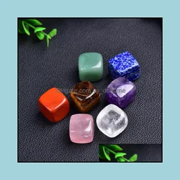 Stone Loose Beads Jewelry Natural Chakra Irregar Squares Rose Quartz Amethyst Agate Tiger Powder Crystal White Yoga Me Dhqof