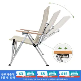 Camp Furniture Outdoor Camping Chair Three-Speed Adjustable Long Back Folding Recliner Garden Picnic Beach Relaxation ChairCamp