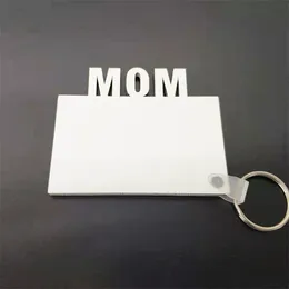 MOM DAD FAM LOVE GRAD Sublimation Blank Keychain Party Favor MDF Wooden Key Chain Pendant Thermal Transfer Key Ring