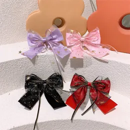 New Korean Sweet Girl Fashion Streamer Bowknot Duckbill Clip Hair Accessories Children's Star Mesh Bow Hairpin Headwear