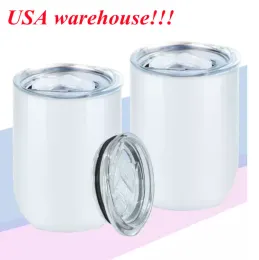 Sublimatie Rechte Wijn Tumbler 12 Oz Ei Mokken Dubbelwandige Wijnglas Rvs Tumbler Polymeer Coating Voor Warmteoverdracht