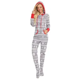 Kvinnors sömnkläder matchande familjehalloween pyjama set blixtlås fram huva foten pjs loungewear s-xxlwomen's