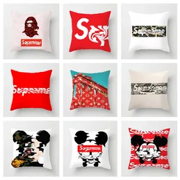 Classic Designer Sinalize Pillow Case Cushion Cover Classic Letter Brand SU Red Pattern 45x45cm para a Decoração em casa Passagem HT1636
