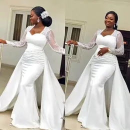 Кружева с длинными рукавами свадебные платья 2022 африканская плюс размер асо -эби -эби -эби -эчика.