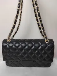 10A Designer bag top custom luxury brand Channel Handbag Leather fashion cowhide gold or silver chain Slant shoulder 25.5cm black pink and white