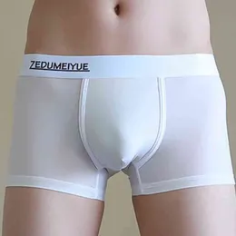 Boxer MenSexy Penis Pouch Unterwäsche Nahtlose Höschen Solide Weiche Durchsichtige Boxer Bequeme Atmungsaktive Herren Badeshorts 2022 G220419