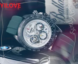 عالي الجودة أعلى طراز Quarz Chronograph Mens حزام المطاط السوبر الفاخرة الساعات المحدودة الطبعة الكاملة وظيفية للدصل واتركيات Wristwatches Montre de Luxe