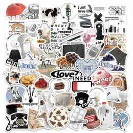 55Pcs Ins Style Life Fantasy Sticker Simple Style White and Black Graffiti Kids Toy Skateboard Car Motorcycle Bicycle Sticker Decals