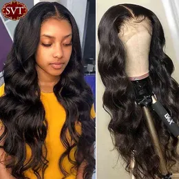 SVT Body Wave 13x4 Lace Frontal Wig Human Hair Front Malaysian Long Wavy Closure s For Black Women Natural Color 220609