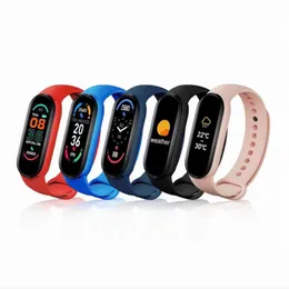 M6 Smart Watch браслеты браслеты фитнес -трекер реального сердечного рисунка экрана с артериальным давлением экраны IP67 Водонепроницаемые спортивные часы для Android