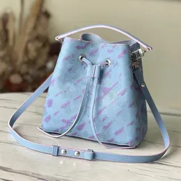 10a L torba worka Neonoe BB Odłączany pasek na ramię Cross Body Ciąg Malowane opalizujące zamykanie sznurka ziarna i kieszonka wewnętrzna Snap 20cm L290