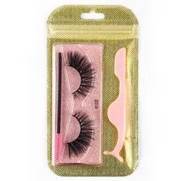 3D False Eyelashes Eyelashes Borste pincombination Set naturliga tjocka falska fransar