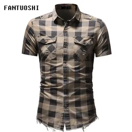 Nouveau été chemise hommes chemises manches courtes chemise à carreaux mince décontracté hommes coton Homme kaki rouge vert grande taille 3XL