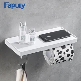 Fapully Toilet Paper Holder Wall Mounted Single Rolls Paper Stand Wall Holder Bathroom Accessories ABS and Stainless Steel Shelf T200425