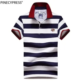 95% Cotton 5% Spandex Quality Summer Man Polo-shirt Fashion Embriodery Striped Casual Male Navy Blue Men Short Sleeve Polo Shirt 220608