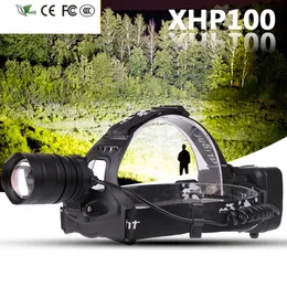 New XHP100 Super Bright Led Headlamp Zoomable Powerbank Headlight Rechargeable 18650 Battery Head Flashlight Lamp 60W Torch