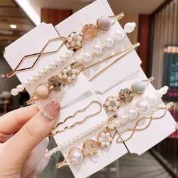 3PC/Set Korean Sweet Student Alloy For Women Exquisite Pearl Diamond Clips Grips Hair Accessories HeadWear AA220323