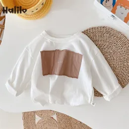 Halilo unissex meninos meninas camisa boutique de manga comprida algodão cor branca de cor para crianças roupas 220607