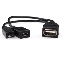 2 in 1 OTG 커넥터 어댑터 마이크로 USB 호스트 파워 y 스플리터 - 마이크로 5pin 남성 여성 케이블을위한 안드로이드 폰 액세서리