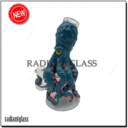 10" Kraken October Monster Hookah 3D Scary Bong With Showerhead Perc Unique Water Pipe Wax Dab Rig Heady Glass Bongs With Bowl