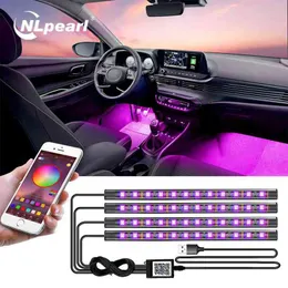 NLPEARL RGB LED 차량 내부 조명 USB 무선 원격 앱 음악 제어 다중 모드 라이트 네온 장식 램프 Y220708