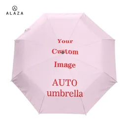 Alaza rüzgar geçirmez çift otomatik katlanır kadın özel desen yüksek kaliteli iş şemsiye parasol 220711
