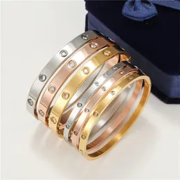 Luxury Designer Jewelry Mens Bracelets for women fashion bangle buckle Stainless steel diamond nail simplicity No bolt driver silver rose gold bracelet men bangles