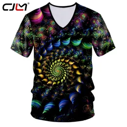 Mens Colored Vortex Creative Selling 3D Printed V Neck Tshirt Casual Circular Pattern Large Size 5XL 220623
