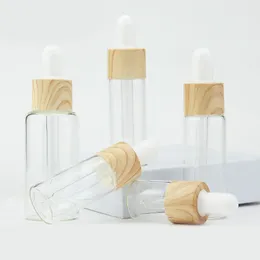 Cylinder Transparent 5 ml 10 ml 15 ml okrągły przezroczysty szklany olej butelka do oczu 20 ml z drewnem