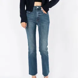 Damjeans Mamma Höst Vinter Broderi med hög midja Micro-flare Cropped