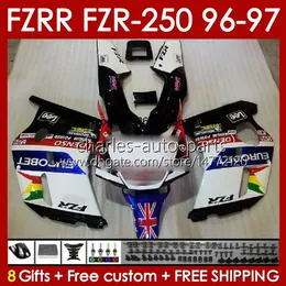 Verkleidungen für Yamaha FZRR FZR 250R 250RR FZR 250 R RR FZR250R 1996 1997 Glossy White Body 144NO.76 FZR-250 FZR250 R RR 96 97 FZR250RR FZR250-R-250R 96-97 Bodywork Kit Kit Kit Kit Kit Kit Kit
