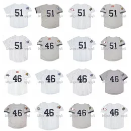 Kob Na85 1999 World Series Vintage Maglie da baseball Bernie Williams Andy Pettitte 2001 2000 2003 2009 2009 White Grey Size S-4xl