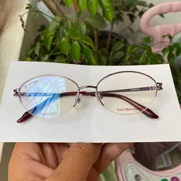 Mode solglasögon ramar japan märke kvinnor metallglasögon läsning/myopia/progressiv violetta halva kant ovalfashion