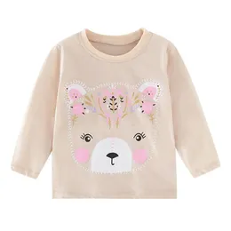 T-shirts Little Maven Baby Girls T-shirt Långa ärmar Bomullskläder med härlig björn ganska komfort och mjuka för barn 2-7 år