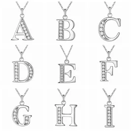 Neu eingetroffene Anfangsbuchstaben-Charm-Halskette, 26 Alphabet-Anhänger, Edelstahl, Silber, personalisierter Name, Hauptstadt A-Z, Schmuck, Kristalldiamant, CZ-Steine, 1,20 cm x 1,50 cm