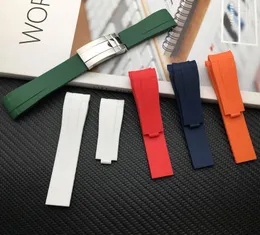 21mm 18mm Watch Band Curved End Silicone Rubber Watchband för roll Rem Explorer II 2 42mm Dial Armband Combination Buckle Hele22