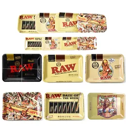 RAW Cartoon Rouler En Métal Fumer Plateau Cigarette Plaque De Tabac 180 * 125 * 15mm Taille HandRoller Roll Case Pour Rouleau Tabac Broyeur Fumée Accessoire