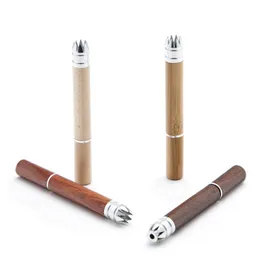 Natural Wood Digger Metal Twist Tip Filter Pipes Dry Herb Tobacco Catcher Taster Bat Mouthpiece Portable Telescopic One Hitter Röker Cigaretthållare DHL gratis