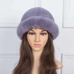 Berets Women Winter Fur Hats Gray Warm Minine Mink Fedoras Red Black Caps Dasual Fashion H190Berets Beretsberets