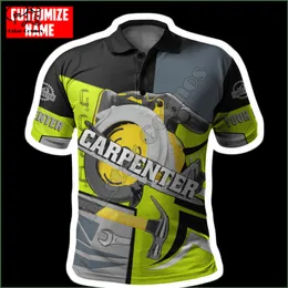 Plstar Cosmos Carpenter Worker 3D Printed Fashion Men Men Polo Shirs Short Sleeve Male Disual Wear Tirt C22 220706