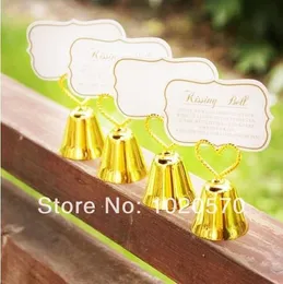 Party Decoration Wedding Favor of Silver Color eller Golden "Kissing Bell" Place Card Holder Name 100st/Lot