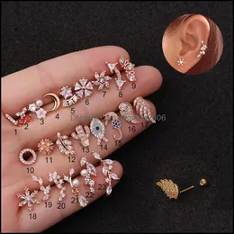 Brincos de lustres de candelabro de j￳ias a￧o inoxid￡vel helix cartilagem de moda planta trago daith parafuso de brinco traseiro stu dhxev