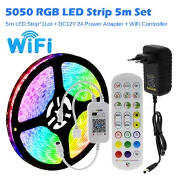 RGB LED شرائط Light 5050 2835 مرنة 10M 15M 15M 20M شريط مرن DIY شريط الشريط DIDE DC 12V Bluetooth أضواء عيد الميلاد