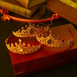 Headpieces Arab Women Wedding Gift Water Drop Green Red Rhinestone Hair Jewelry Bridal Crown Morockan Fashion Luxury Gold Headdress Piece