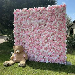 Dekoracyjne kwiaty wieńce 60x40cm sztuczna dekoracja ślubna panele ścienne Kwiat jedwabne różowe różowe romantyczne tło decyforacyjne