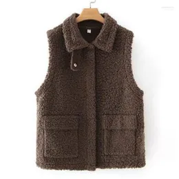 Women's Vests Woman Oversize Female Thicken Waistcoat Imitation Fur Lambswool Chaleco Ladies Loose Warm Gilet Manteau Sleeveless Jackets1 St