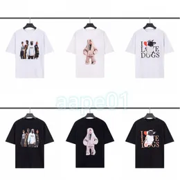 Fashion Trend Mens T Shirts Womens Personality Dog Head Print Tops Couples Short Sleeve Tees Asian Size M-2XL